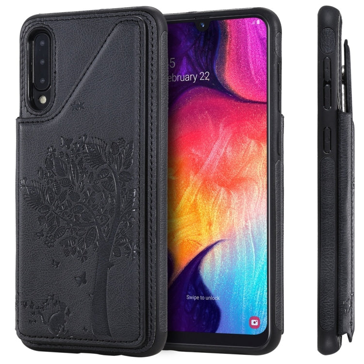 Cat Tree Embossing Pattern Shockproof Protective Case with Card Slots & Photo Frame, For iPhone 11 Pro, For iPhone 11, For iPhone 11 Pro Max, For Galaxy A50