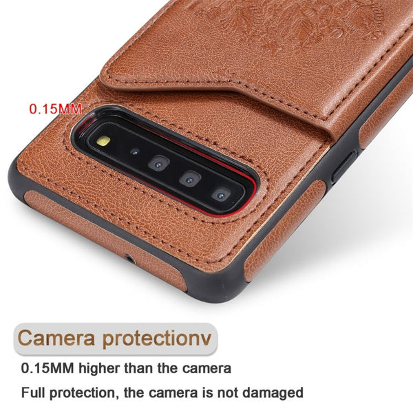 Cat Tree Embossing Pattern Shockproof Protective Case with Card Slots & Photo Frame, For Galaxy S10 5G, For Galaxy S10e, For Galaxy S10, For Galaxy S10+