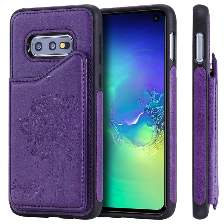 Cat Tree Embossing Pattern Shockproof Protective Case with Card Slots & Photo Frame, For Galaxy S10 5G, For Galaxy S10e, For Galaxy S10, For Galaxy S10+