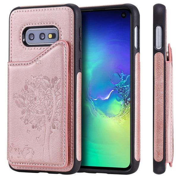 Cat Tree Embossing Pattern Shockproof Protective Case with Card Slots & Photo Frame, For Galaxy S10 5G, For Galaxy S10e, For Galaxy S10, For Galaxy S10+