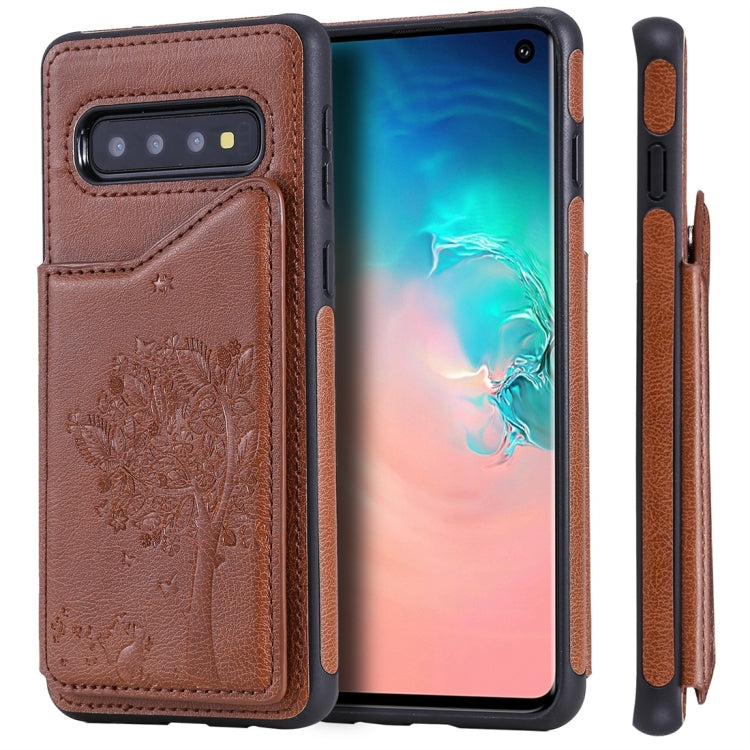 Cat Tree Embossing Pattern Shockproof Protective Case with Card Slots & Photo Frame, For Galaxy S10 5G, For Galaxy S10e, For Galaxy S10, For Galaxy S10+