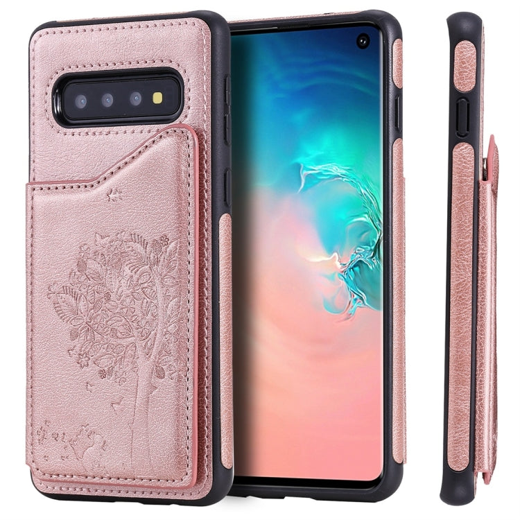 Cat Tree Embossing Pattern Shockproof Protective Case with Card Slots & Photo Frame, For Galaxy S10 5G, For Galaxy S10e, For Galaxy S10, For Galaxy S10+