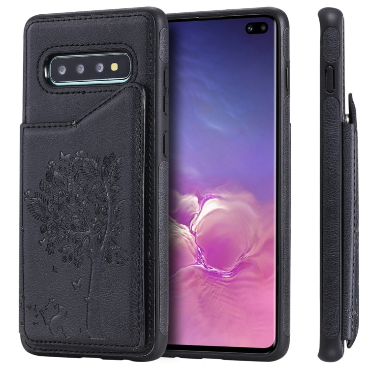 Cat Tree Embossing Pattern Shockproof Protective Case with Card Slots & Photo Frame, For Galaxy S10 5G, For Galaxy S10e, For Galaxy S10, For Galaxy S10+