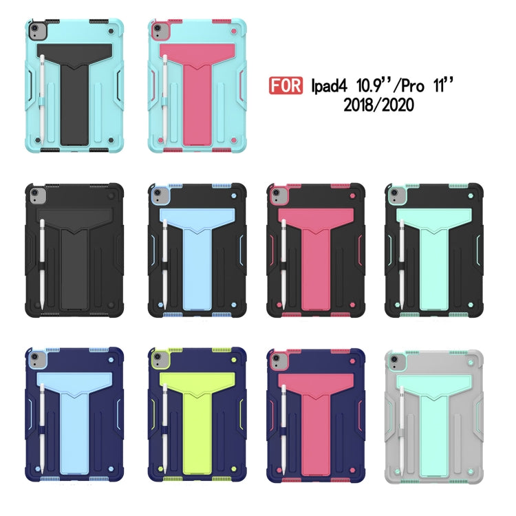 T-shaped Bracket Contrast Color Shockproof PC + Silicone Protective Case, For iPad Air 2022 / 2020 10.9 / iPad Pro 11, For Samsung Galaxy Tab A7 10.4 (2020)