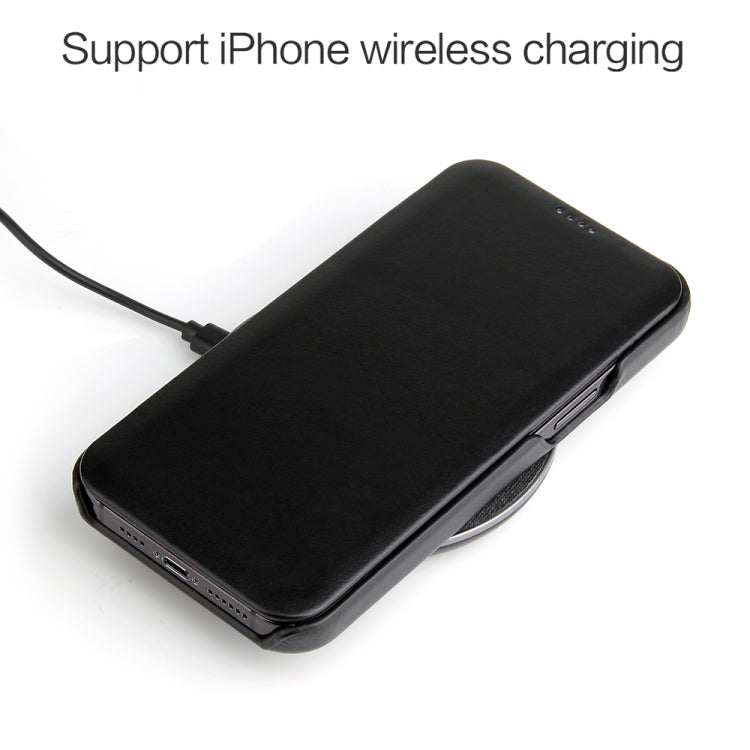 Fierre Shann Business Magnetic Horizontal Flip Genuine Leather Case, For iPhone 12 Pro Max