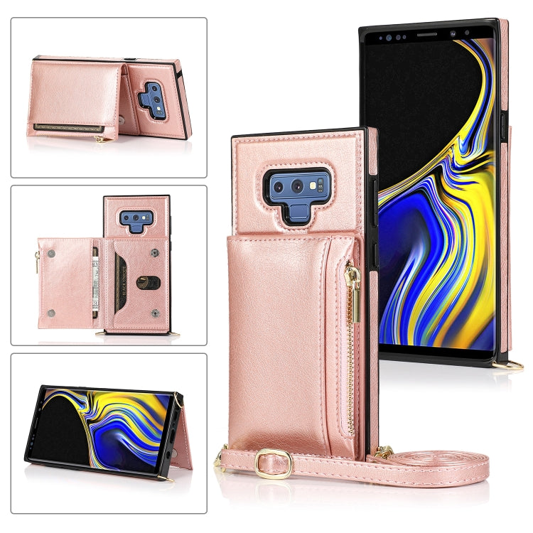 Square Zipper Wallet Bag TPU+PU Back Cover Case with Holder & Card Slots & Wallet & Cross-body Strap