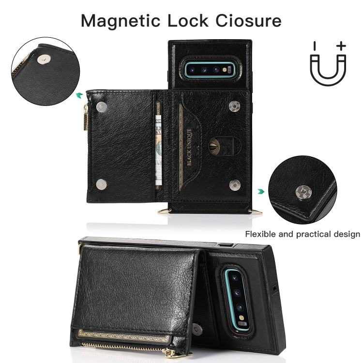 Square Zipper Wallet Bag TPU+PU Back Cover Case with Holder & Card Slots & Wallet & Cross-body Strap