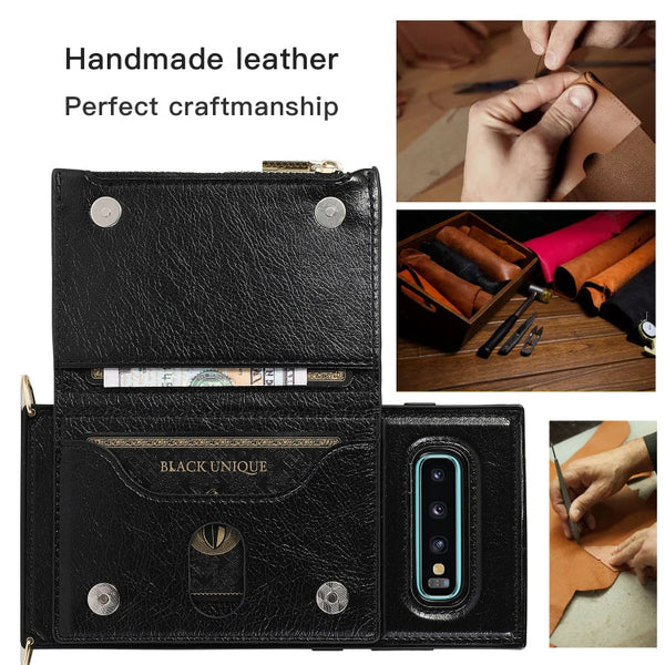 Square Zipper Wallet Bag TPU+PU Back Cover Case with Holder & Card Slots & Wallet & Cross-body Strap