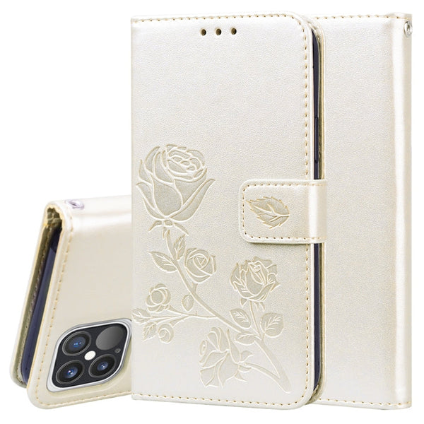 Rose Embossed Horizontal Flip PU Leather Case with Holder & Card Slots & Wallet