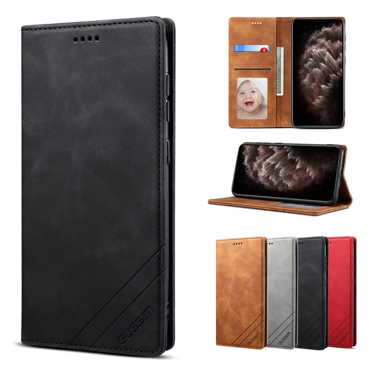 GUSSIM GS-001 Business Style Horizontal Flip Skin Feel PU Leather Case with Holder & Card Slots & Wallet & Photo Frame, For iPhone 6 / 6s, For iPhone 8 Plus / 7 Plus, For iPhone SE 2022 / SE 2020 / 8 / 7, For iPhone XR, For iPhone 11 Pro               ...