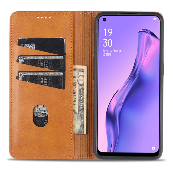 AZNS Magnetic Calf Texture Horizontal Flip Leather Case with Card Slots & Holder & Wallet, For OPPO Reno4 SE