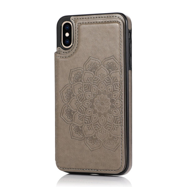 Double Buckle Mandala Pattern PU+TPU Protective Case with Card Slots & Holder & Photo Frame, For iPhone XS Max, For iPhone 11, For iPhone 11 Pro, For iPhone 11 Pro Max