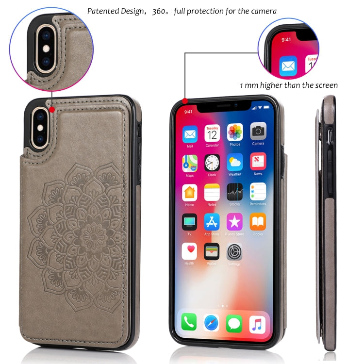 Double Buckle Mandala Pattern PU+TPU Protective Case with Card Slots & Holder & Photo Frame, For iPhone XS Max, For iPhone 11, For iPhone 11 Pro, For iPhone 11 Pro Max