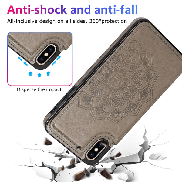 Double Buckle Mandala Pattern PU+TPU Protective Case with Card Slots & Holder & Photo Frame, For iPhone XS Max, For iPhone 11, For iPhone 11 Pro, For iPhone 11 Pro Max