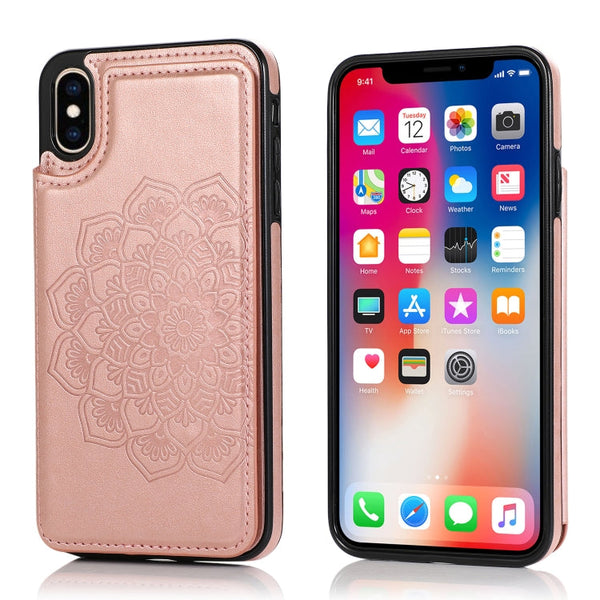 Double Buckle Mandala Pattern PU+TPU Protective Case with Card Slots & Holder & Photo Frame, For iPhone XS Max, For iPhone 11, For iPhone 11 Pro, For iPhone 11 Pro Max