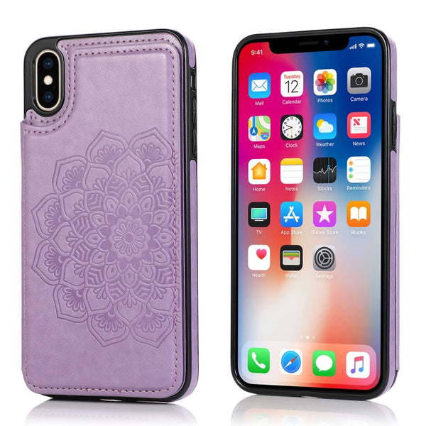 Double Buckle Mandala Pattern PU+TPU Protective Case with Card Slots & Holder & Photo Frame, For iPhone XS Max, For iPhone 11, For iPhone 11 Pro, For iPhone 11 Pro Max