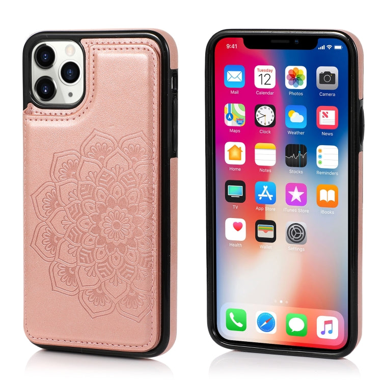 Double Buckle Mandala Pattern PU+TPU Protective Case with Card Slots & Holder & Photo Frame, For iPhone XS Max, For iPhone 11, For iPhone 11 Pro, For iPhone 11 Pro Max