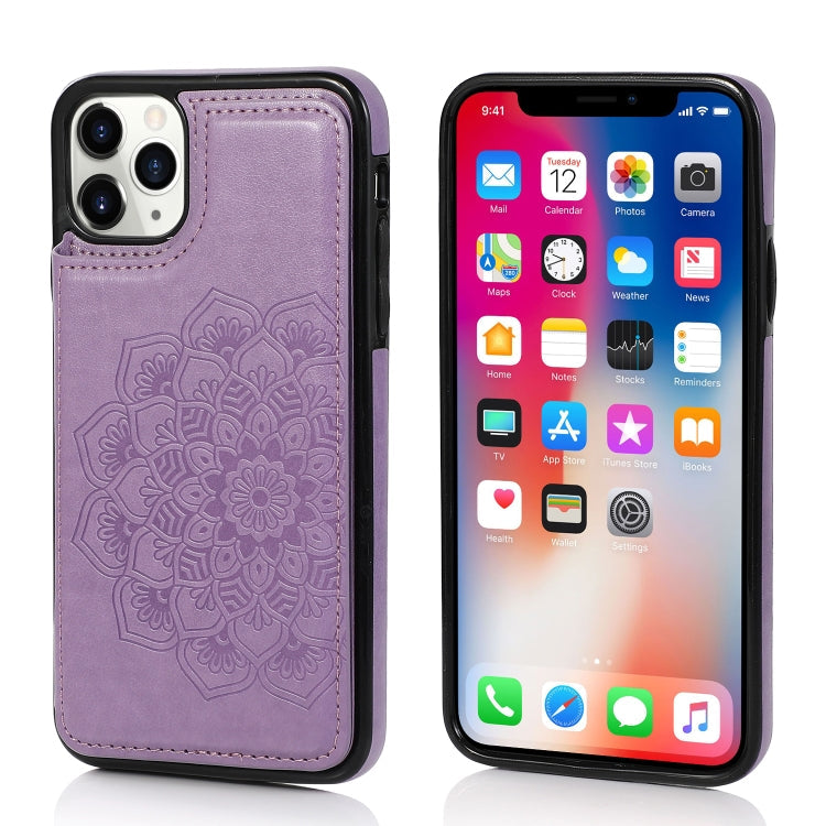 Double Buckle Mandala Pattern PU+TPU Protective Case with Card Slots & Holder & Photo Frame, For iPhone XS Max, For iPhone 11, For iPhone 11 Pro, For iPhone 11 Pro Max