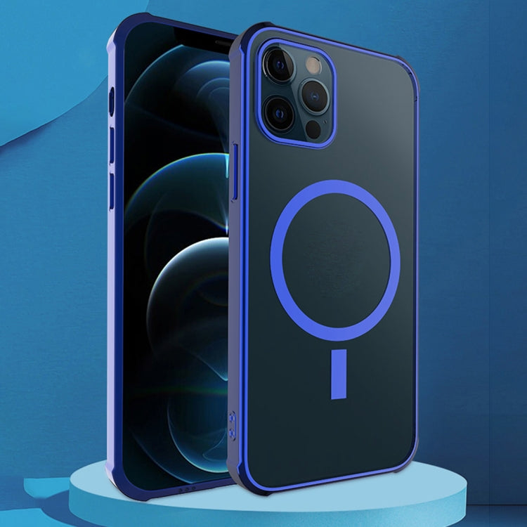 Straight Side Laser Plating Full Coverage Clear TPU Shockproof Magsafe Case, For iPhone 12 Pro Max