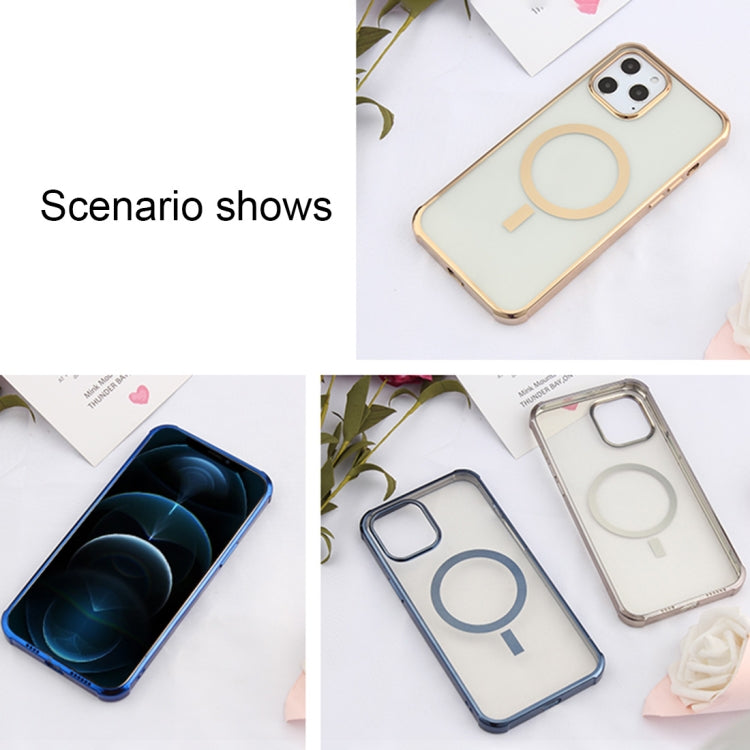 Straight Side Laser Plating Full Coverage Clear TPU Shockproof Magsafe Case, For iPhone 12 Pro Max