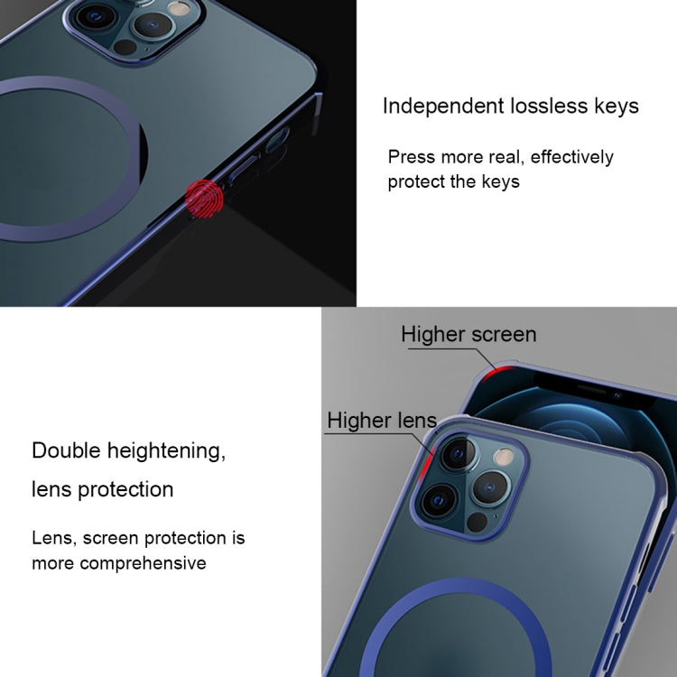 Straight Side Laser Plating Full Coverage Clear TPU Shockproof Magsafe Case, For iPhone 12 Pro Max