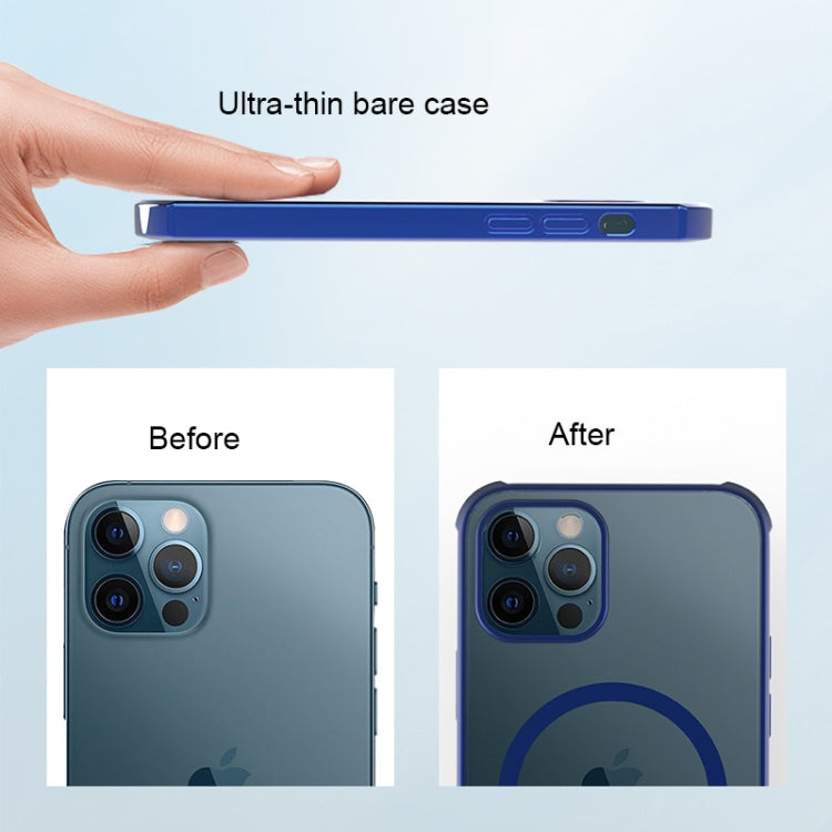 Straight Side Laser Plating Full Coverage Clear TPU Shockproof Magsafe Case, For iPhone 12 Pro Max