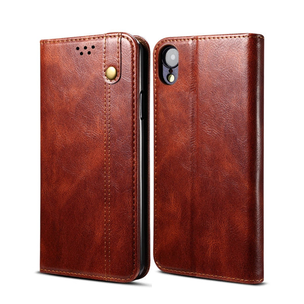 Simple Wax Crazy Horse Texture Horizontal Flip Leather Case with Card Slots & Wallet, For iPhone XR, For iPhone XS / X, For iPhone XS Max