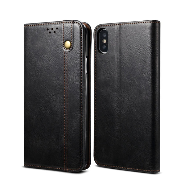 Simple Wax Crazy Horse Texture Horizontal Flip Leather Case with Card Slots & Wallet, For iPhone XR, For iPhone XS / X, For iPhone XS Max