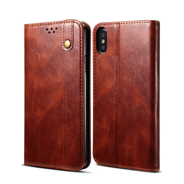 Simple Wax Crazy Horse Texture Horizontal Flip Leather Case with Card Slots & Wallet, For iPhone XR, For iPhone XS / X, For iPhone XS Max