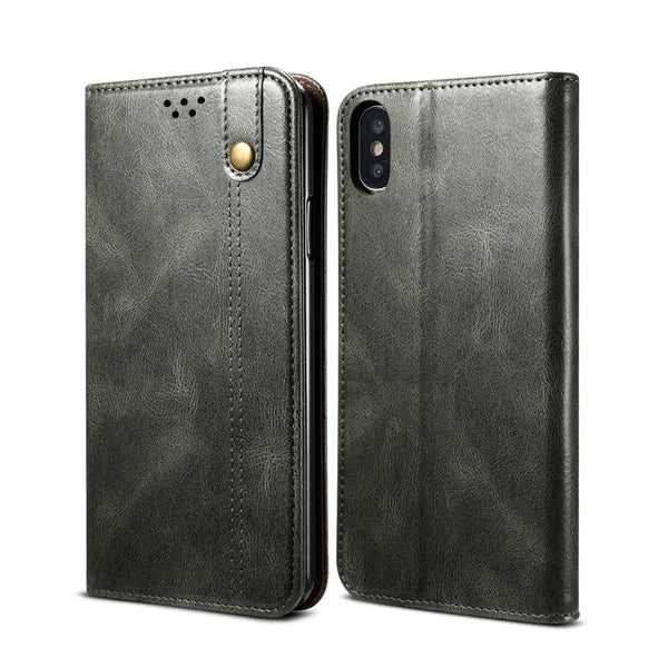 Simple Wax Crazy Horse Texture Horizontal Flip Leather Case with Card Slots & Wallet, For iPhone XR, For iPhone XS / X, For iPhone XS Max