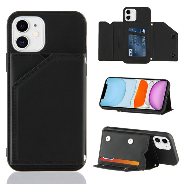 Skin Feel PU + TPU + PC Back Cover Shockproof Case with Card Slots & Holder & Photo Frame