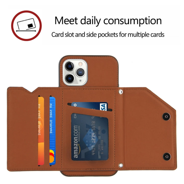 Skin Feel PU + TPU + PC Back Cover Shockproof Case with Card Slots & Holder & Photo Frame