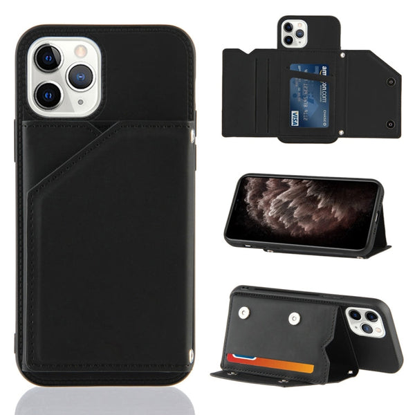 Skin Feel PU + TPU + PC Back Cover Shockproof Case with Card Slots & Holder & Photo Frame