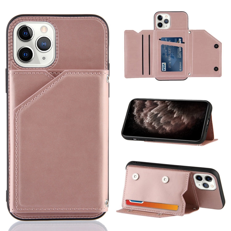 Skin Feel PU + TPU + PC Back Cover Shockproof Case with Card Slots & Holder & Photo Frame