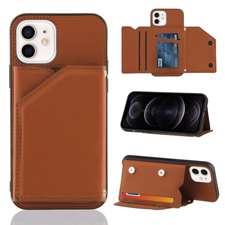 Skin Feel PU + TPU + PC Back Cover Shockproof Case with Card Slots & Holder & Photo Frame