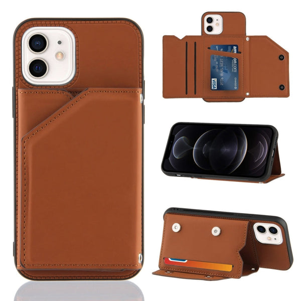 Skin Feel PU + TPU + PC Back Cover Shockproof Case with Card Slots & Holder & Photo Frame