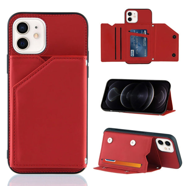 Skin Feel PU + TPU + PC Back Cover Shockproof Case with Card Slots & Holder & Photo Frame
