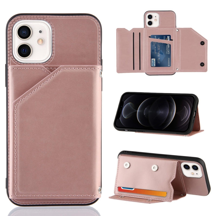 Skin Feel PU + TPU + PC Back Cover Shockproof Case with Card Slots & Holder & Photo Frame