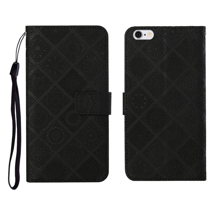 Ethnic Style Embossed Pattern Horizontal Flip Leather Case with Holder & Card Slots & Wallet & Lanyard, For iPhone 6, For iPhone 6 Plus, For iPhone 8 Plus / 7 Plus