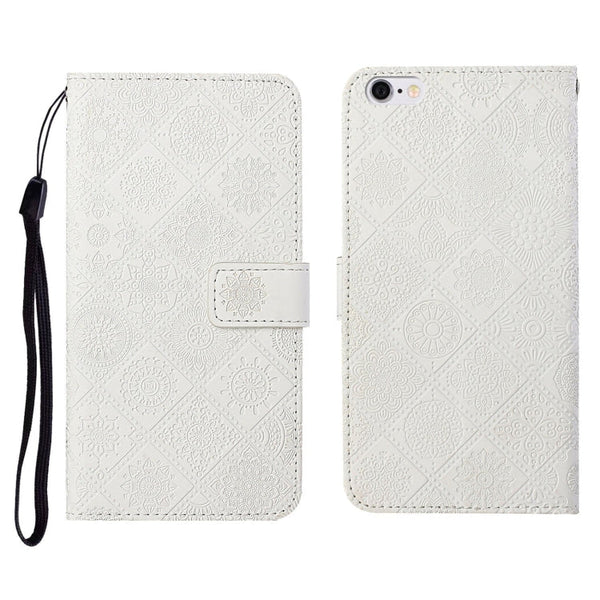 Ethnic Style Embossed Pattern Horizontal Flip Leather Case with Holder & Card Slots & Wallet & Lanyard, For iPhone 6, For iPhone 6 Plus, For iPhone 8 Plus / 7 Plus