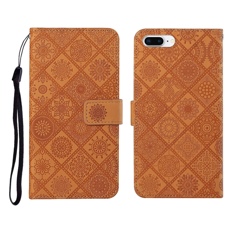 Ethnic Style Embossed Pattern Horizontal Flip Leather Case with Holder & Card Slots & Wallet & Lanyard, For iPhone 6, For iPhone 6 Plus, For iPhone 8 Plus / 7 Plus