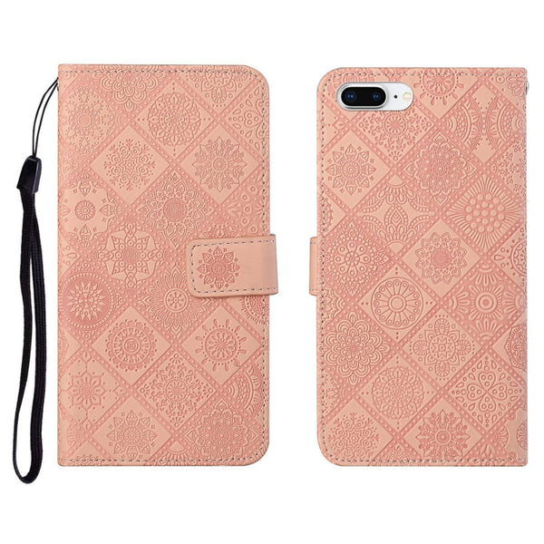 Ethnic Style Embossed Pattern Horizontal Flip Leather Case with Holder & Card Slots & Wallet & Lanyard, For iPhone 6, For iPhone 6 Plus, For iPhone 8 Plus / 7 Plus