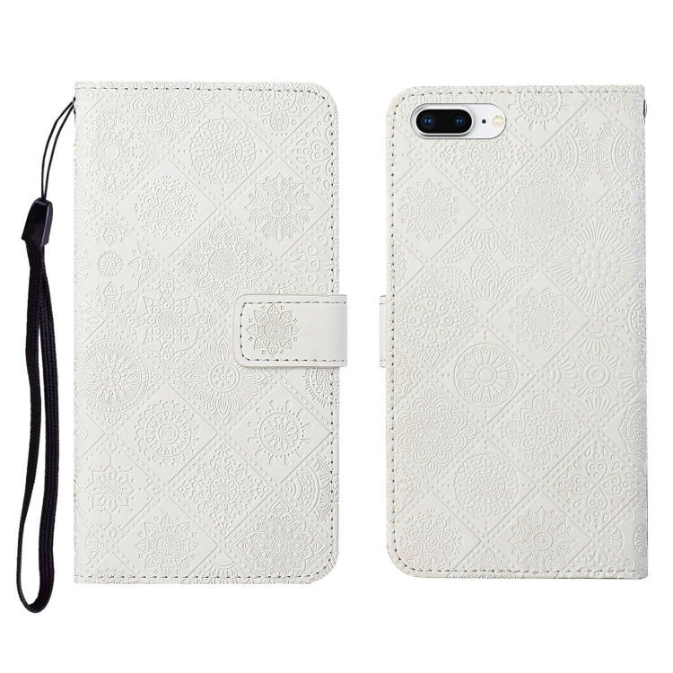 Ethnic Style Embossed Pattern Horizontal Flip Leather Case with Holder & Card Slots & Wallet & Lanyard, For iPhone 6, For iPhone 6 Plus, For iPhone 8 Plus / 7 Plus