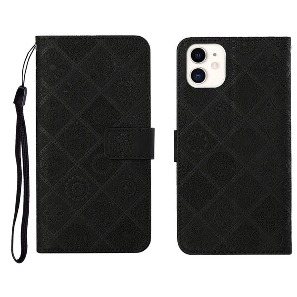 Ethnic Style Embossed Pattern Horizontal Flip Leather Case with Holder & Card Slots & Wallet & Lanyard, For iPhone 12, For iPhone 12 Mini, For iPhone 12 Pro Max