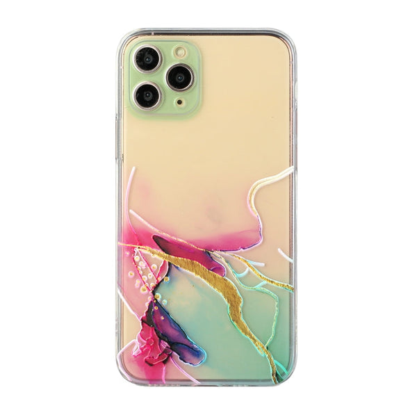 Hollow Marble Pattern TPU Straight Edge Fine Hole Protective Case, For iPhone 11, For iPhone 11 Pro, For iPhone 11 Pro Max, For iPhone 12 mini
