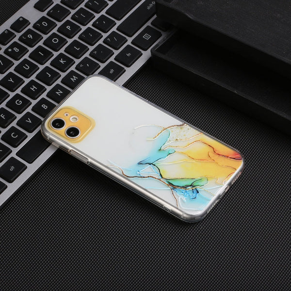 Hollow Marble Pattern TPU Straight Edge Fine Hole Protective Case, For iPhone 12, For iPhone 12 Pro, For iPhone 12 Pro Max, For iPhone XS / X