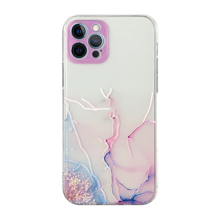 Hollow Marble Pattern TPU Straight Edge Fine Hole Protective Case, For iPhone 12, For iPhone 12 Pro, For iPhone 12 Pro Max, For iPhone XS / X