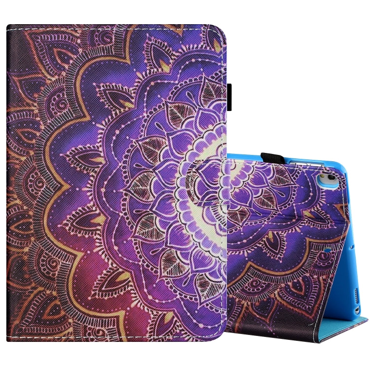 Sewing Thread Horizontal Painted Flat Leather Case with Pen Cover & Anti Skid Strip & Card Slot & Holder & Sleep / Wake-up Function