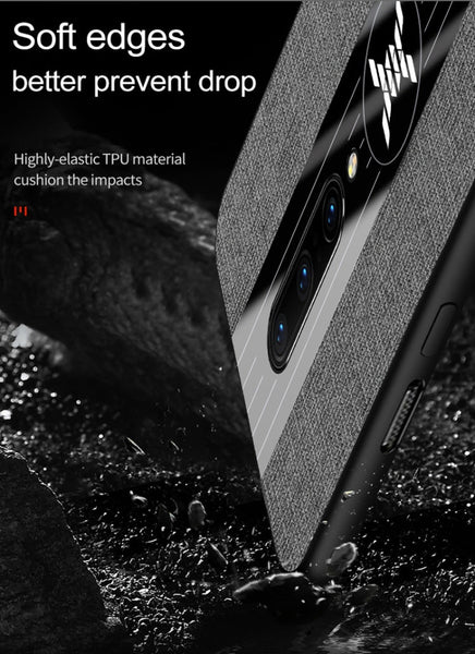 XINLI Stitching Cloth Textue Shockproof TPU Protective Case with Ring Holder, For OnePlus 6, For OnePlus 6T, For OnePlus 7 Pro, For Meizu Note 8, For Meizu Note 9