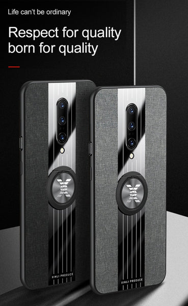 XINLI Stitching Cloth Textue Shockproof TPU Protective Case with Ring Holder, For OnePlus 6, For OnePlus 6T, For OnePlus 7 Pro, For Meizu Note 8, For Meizu Note 9